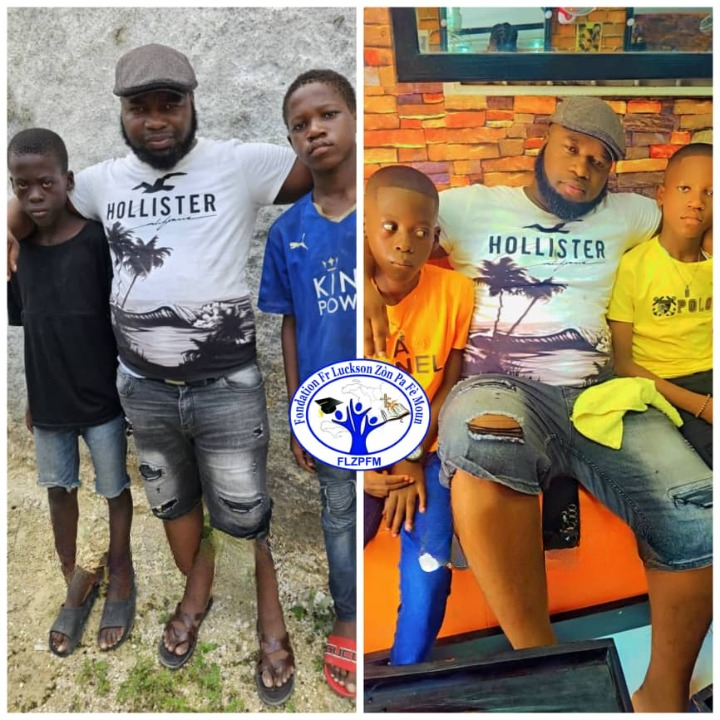 Fr. Luckson avec les garçons – avant et après